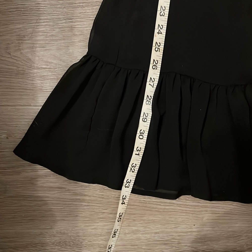 Sleeveless Tulle Chiffon Lined Ruffle Hem Black Dress Size Small - Picture 8 of 10